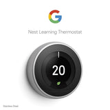 Google Nest Learning Thermostat 3rd Generation Stainless Steel Smart Thermostat, A Brighter Way To Save Energy - Imported from UK