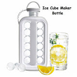 Ice Cube Making Bottle, Easy Release 2-in-1 Ice Ball Maker with 17 Round Ice Ball for Drinks, BPA Free Leakproof Water Bottle for Home Gym Fitness Outdoor Sports  - Imported from UK