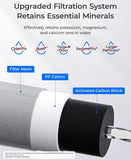 An upgraded water filter cartridge with labeled parts