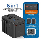 OREI 45W Universal Travel Adapter, 3x USB-C & 2x USB-A 6-in-1 Universal Travel Adapter (Container Product Without Box) - Imported from UK