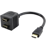 HDMI Y-Splitter Cable Adapter 1 Male to 2 Female Converter Gold Connectors - Imported from UK