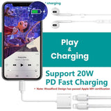 Dual Lightning iPhone Splitter, Apple MFi Certified iPhone Lightning to 2 Lightning Adapter Dongle Audio + Charge + Call + Volume Control Compatible with iPhone/iPad - Imported from UK