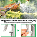 Garden Nozzle Sprayer, High Pressure Metal Water Hose with 7 Patterns Watering Nozzle for Car Washing Watering Garden Showering Pets with Trigger Lock - Imported from UK