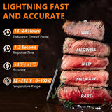 AIRMSEN Wireless Bluetooth Meat Thermometer, Digital Meat Thermometer with Smart APP for Oven Cooking, Grill, BBQ, Smoker, 300ft Range, IPX7 Waterproof Wireless Meat Probe  - Imported from UK