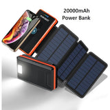 POWOBEST 20000mAh Solar Power Bank with 3 Solar Panels, USB Ports & LED Flashlight, Waterproof Portable Charger for Outdoor Activities - Imported from UK