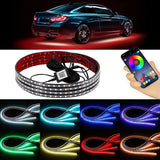 Car Underglow LED Strip Light, 4pcs RGB 8 Color Sound Active Function Music Mode with Wireless Remote Control, Bluetooth App Control Flexible Auto Decorative Lights - Imported from UK