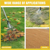 Garden 9-Teeth Leaf/Grass/Weed Rake, Telescopic Adjustable Retractable Metal Gardening Leaves Rake with Ergonomic Handle for Outdoor Patio Lawn Yard Cleaning (Container Product Without Box) - Imported from UK