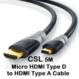 CSL 5M Micro HDMI Type D to HDMI Type A Cable with Ethernet - Imported from UK