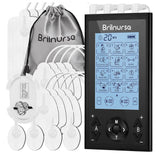 Brilnurse 4 Channels TENS Machine for Pain Relief with 16 Electrode Pads, Muscle Stimulator 24 Modes 20 Levels Intensity Rechargeable TENS Machine for Back Pain - Imported from UK