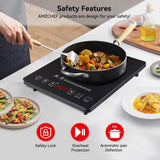 amzchef 2000W Single Induction Hob with Sensor Touch Screen Control Panel 10 Power Levels 10 Temperature Settings Safety Lock 3-Hour Timer Slim Design - Imported from UK