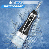 Leominor 300ml Water Flosser, Portable Oral Irrigator with 4 Tips 5 DIY Modes IPX7 Waterproof Rechargeable Water Dental Flosser (Without Box) - Imported from UK
