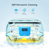 MTM 600ml Ultrasonic Cleaner, 43000Hz Ultrasonic Stainless Steel Tank with 5 Time Settings for Cleaning Jewelry Glasses Watches Dentures Coins CDs & More - Imported from UK