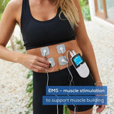 Beurer EM49 PainFree Digital TENS & EMS Unit, 3-in-1 Pain Relief, Rehabilitation & Massage With 70 Training Programmes 2 channels & 4 Self-Adhesive Electrodes - Imported from UK