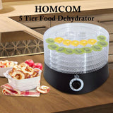 HOMCOM Food Dehydrator 280W with 5 Trays, BPA-Free Food Dryer Machine with Adjustable Thermostat, Food Preserver Snack Dryer for Fruit Vegetables Meat Healthy Snacks