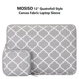 MOSISO Quatrefoil Style Canvas Fabric Laptop Sleeve Bag Cover for 12