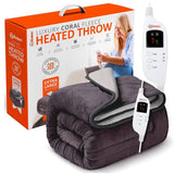 Warmer Electric Heated Throw Blanket,  Extra Large 200 x 130cm, Detachable Controller, 9 Heat Settings, Auto Shutoff, Machine Washable - Imported from UK