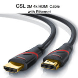 CSL 2M HD 4k Ultra High Speed HDMI Cable with Ethernet Gold Plated Connectors - Imported from UK