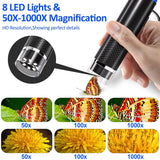 SKYBASIC Digital Wireless Microscope 2MP 50X-1000X Magnification Portable WiFi USB Microscope Camera with 8 LEDs for Phone PC Tablet Windows Android (Container Product Without Box) - Imported from UK