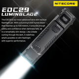 NITECORE EDC29 LUMINBLADE Tactical Flashlight, USB Type-C Rechargeable, Extremely Bright 6500 Lumens, 400m Range & 61 Hours Runtime LED Torch - Imported from UK