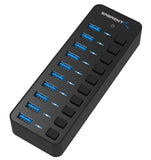 SABRENT 10 Port USB3.0 Hub with 60W Power Switches, Fast Data Multiple Hub, Compatible with PC Laptop MacBook iMac - Imported from UK