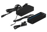 SABRENT 10 Port USB3.0 Hub with 60W Power Switches, Fast Data Multiple Hub, Compatible with PC Laptop MacBook iMac - Imported from UK