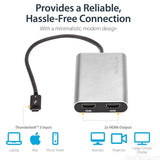 StarTech.com Thunderbolt 3 to Dual HDMI 2.0 Adapter - 4K 60Hz Dual Monitor TB3 HDMI Video Adapter - Thunderbolt 3 Certified for Mac & Windows (TB32HD24K60) - Imported from UK