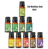 Anjou Aromatherapy Essential Oils Set 10 x 5ml Bottles, Pure & Healthy for Diffuser, Humidifier, Massage, Skin/Hair Care, Air Freshener - Imported from UK