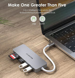 LENTION 5-in-1 USB C Hub with 3x USB 3.0 & SD/Micro SD Card Reader - Imported from UK