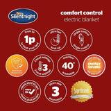 Silentnight Comfort Control Electric Blanket, King Size 137x165cm Heated Underblanket with 3 Heat Settings, Fast Heat Up, Easy Fit Straps & Machine Washable - Imported from UK