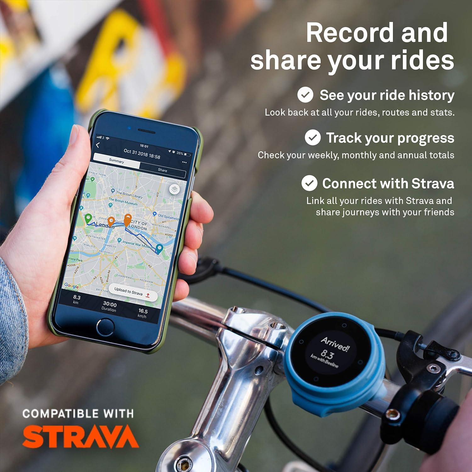 Beeline Computer Beeline The Bike Computer Waterproof & Wireless, Cycling Companion, Sm ...