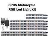 8PCS Motorcycle RGB LED Light Kit with remote control