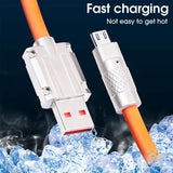 Super Fast Type C Charging Cable, 1m 120W 6A Type-C  Liquid Silicone Cable, Aluminum Alloy Interface with LED (Red) - Imported from UK