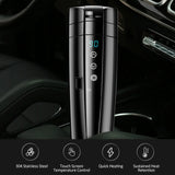 NESTCHAO 12V/24V Smart Heating Mug/Cup, 400ml 70W Electric Stainless Steel Smart Temperature Control Travel Mug Warmer with LCD Display - Imported from UK