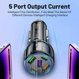 USB-C 75W Car Charger, PD & QC3.0 Fast Charging Car Adapter, 5 Multi Port Type-C Cigarette Lighter USB Charger, Car Phone Charger for iPhone/Android/Samsung Galaxy etc - Imported from UK