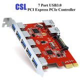 CSL 7 Port USB 3.0 PCI Express PCIe Controller, 5x External & 2x Internal Ports, 15 Pin SATA Power Connection - Interface Card USB 3.0 Super Speed - Internal USB Hub - Imported from UK