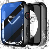 Piuellia Hard Case with Tempered Glass Screen Protector Compatible with Apple Watch Series 8/7 45mm Ultra Thin Waterproof Shockproof Full Protective Case for iWatch (Pack of 2) - Imported from UK