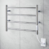 EASYHOME 4 Bars Towel Warmer, Premium Stainless Steel Wall Mounted Heated Towel Rail with Built-in Timer for Bathroom - Imported from UK