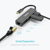 CHOETECH 4-in-1 USB C Hub To RJ45 Ethernet Adapter & 3x USB3.0 - Imported from UK