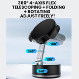 360° 4-Axis telescoping +folding + rotating phone mount