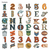 Fontopia decorative vintage-style alphabet and number illustrations