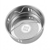 Stainless steel strainer basket with a perforated bottom