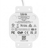 Blink weather-resistant power adapter backplate with printed specifications