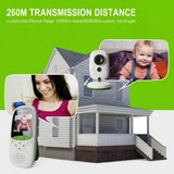 Baby video monitor and camera set with text '260M TRANSMISSION DISTANCE' 