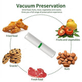 A vacuum preservation with vacuum sealer bags roll surrounded by illustrated food items 