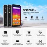 Blackview BV9900 Pro Rugged Smartphone, 8GB LPDDR4X RAM+128GB UFS2.1 ROM, Dual Sim 4G Global Network, Sony® 48MP+16MP Triple Rear Camera FHD+ Display + Thermal Imaging Quad Rear Camera, Helio P90 Octa Core Processor - Imported from UK