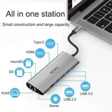 WIWU Alpha Ultimate 11-in-1 USB Type C Hub Adapter, 4K HDMI, 4xUSB A, VGA, LAN Ethernet, Micro SD, Audio - Imported from UK