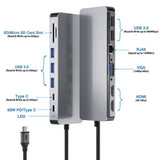 Amazon USB-C Hub 14-in-1 Triple Display USB C Docking Station with 2x HDMI, VGA, PD Port, Gigabit Ethernet, SD/TF Card Reader, 5x USB Ports, Type-C Port, 3.5mm Audio - Imported from UK