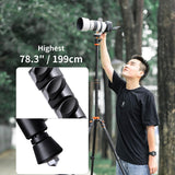 K&F Concept 78" Aluminum DSLR Tripod with 360° Ball Head & 10KG Load for Travel & Work, Compact Portable Vlog Tripod Monopod K234A7+BH-28L (S210) - Imported from UK