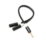 3.5mm Audio Extension Cable Slim Audio Y Splitter Cable & Headphone Extender Male to 2x Female AUX Flat Cable 20cm - Imported from UK