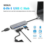 MOKiN 6-in-1 USB-C Hub, USB-C Hub HDMI Adapter for MacBook Pro, USB-C to HDMI (4K 60Hz), SD/TF Card Reader & 3x USB Port - Imported from UK